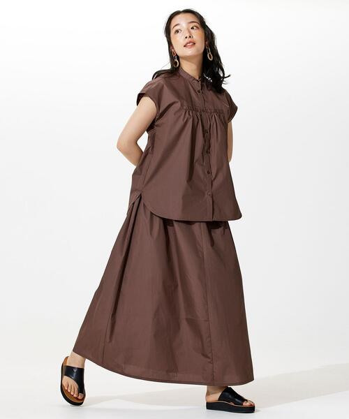 coen（コーエン）の「Re cafe サイドギャザースカート（スカート・レディース・ライトブルー/モカ/ネイビー・L/M）」の10枚目の写真