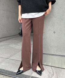【12色/3サイズ展開】梨地ポンチセンタースリットパンツ