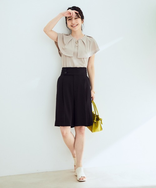 VIS(ビス)の「【EASY CARE・吸水速乾】デザインカラーカットソーブラウス(Tシャツ/カットソー・レディース・ブラック/ベージュ/ピンク・FREE)」の5枚目の写真