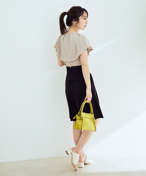 VIS(ビス)の「【EASY CARE・吸水速乾】デザインカラーカットソーブラウス(Tシャツ/カットソー・レディース・ブラック/ベージュ/ピンク・FREE)」の7枚目の写真