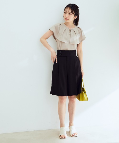 VIS(ビス)の「【EASY CARE・吸水速乾】デザインカラーカットソーブラウス(Tシャツ/カットソー・レディース・ブラック/ベージュ/ピンク・FREE)」の8枚目の写真