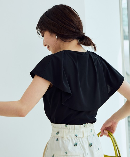 VIS(ビス)の「【EASY CARE・吸水速乾】デザインカラーカットソーブラウス(Tシャツ/カットソー・レディース・ブラック/ベージュ/ピンク・FREE)」の14枚目の写真