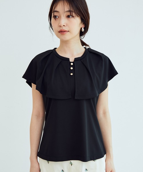 VIS(ビス)の「【EASY CARE・吸水速乾】デザインカラーカットソーブラウス(Tシャツ/カットソー・レディース・ブラック/ベージュ/ピンク・FREE)」の17枚目の写真