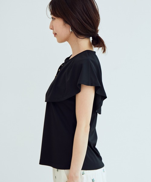 VIS(ビス)の「【EASY CARE・吸水速乾】デザインカラーカットソーブラウス(Tシャツ/カットソー・レディース・ブラック/ベージュ/ピンク・FREE)」の18枚目の写真