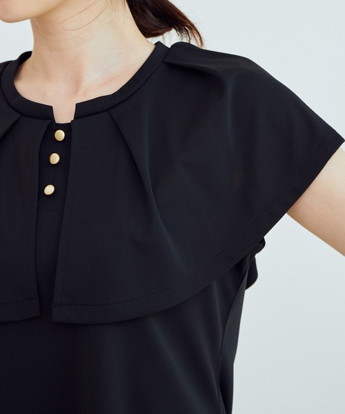 VIS(ビス)の「【EASY CARE・吸水速乾】デザインカラーカットソーブラウス(Tシャツ/カットソー・レディース・ブラック/ベージュ/ピンク・FREE)」の21枚目の写真