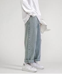 リラックスルーズ ウォッシュストレートデニムパンツ