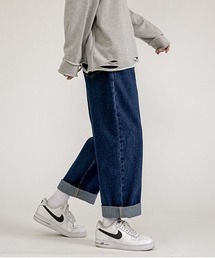 リラックスルーズ ウォッシュストレートデニムパンツ