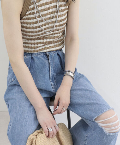 fredy repit（フレディレピ）の「ダメージ加工デニムパンツ（デニムパンツ・レディース・ライトブルー/ブルー・38/36）」の10枚目の写真