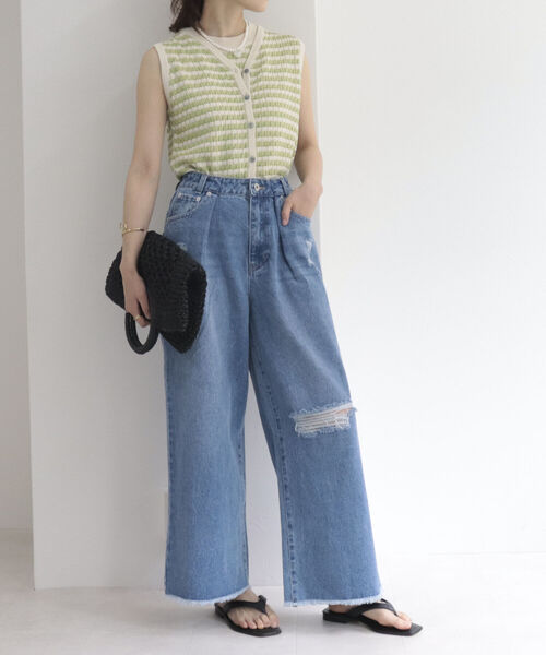 fredy repit（フレディレピ）の「ダメージ加工デニムパンツ（デニムパンツ・レディース・ライトブルー/ブルー・38/36）」の13枚目の写真