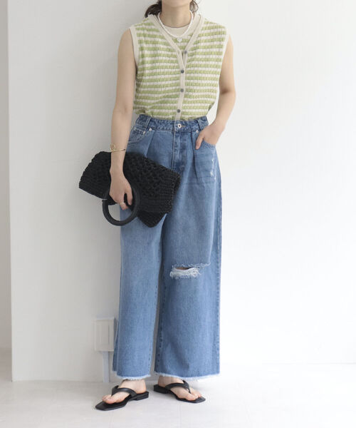 fredy repit（フレディレピ）の「ダメージ加工デニムパンツ（デニムパンツ・レディース・ライトブルー/ブルー・38/36）」の20枚目の写真