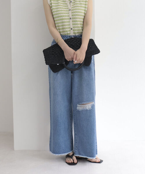 fredy repit（フレディレピ）の「ダメージ加工デニムパンツ（デニムパンツ・レディース・ライトブルー/ブルー・38/36）」の6枚目の写真