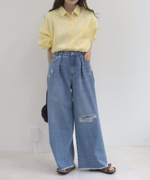 fredy repit（フレディレピ）の「ダメージ加工デニムパンツ（デニムパンツ・レディース・ライトブルー/ブルー・38/36）」の18枚目の写真