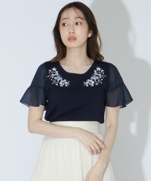 WILLSELECTION 刺繍ニット WILLSELECTION（ウィルセレクション）の「袖シフォン刺繍ニット