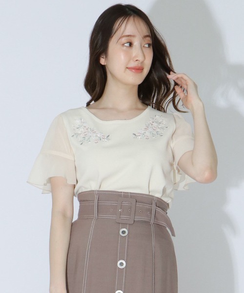 WILLSELECTION（ウィルセレクション）の「袖シフォン刺繍ニット