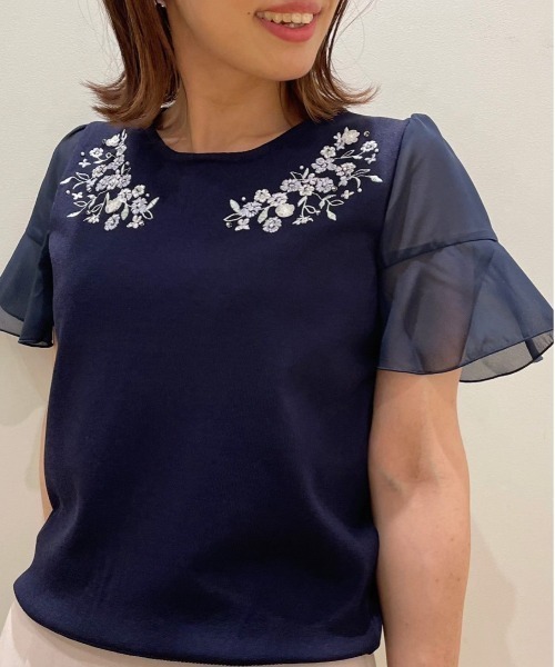 WILLSELECTION 刺繍ニット WILLSELECTION（ウィルセレクション）の「袖シフォン刺繍ニット