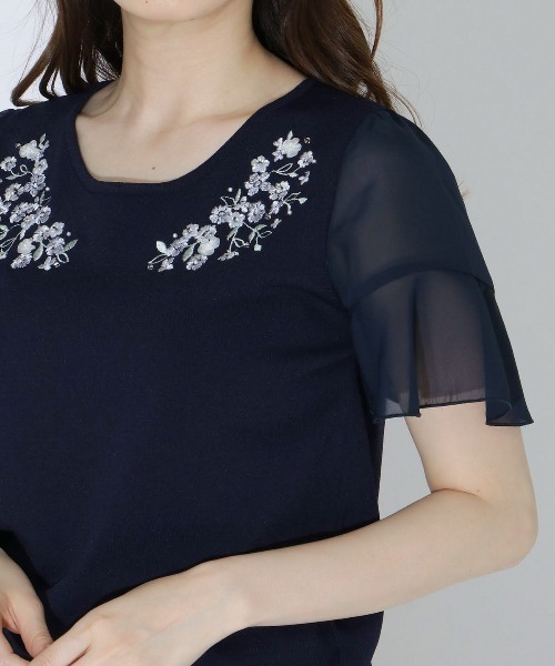 WILLSELECTION（ウィルセレクション）の「袖シフォン刺繍ニット