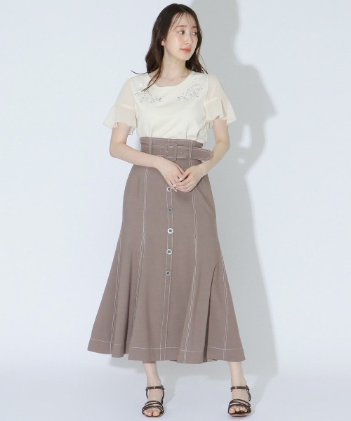 WILLSELECTION（ウィルセレクション）の「袖シフォン刺繍ニット