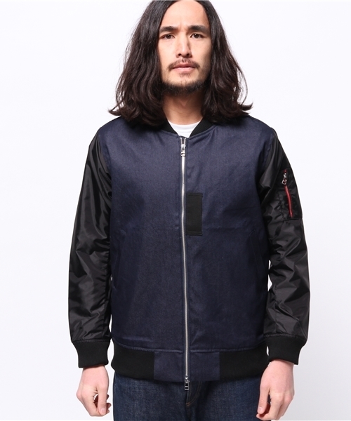 WHO'S WHO gallery（フーズフーギャラリー）の「【期間限定セール】【GIGGER】ビッグMA-1（ブルゾン・メンズ・ブルー/ブラック・MEDIUM/LARGE）」の3枚目の写真