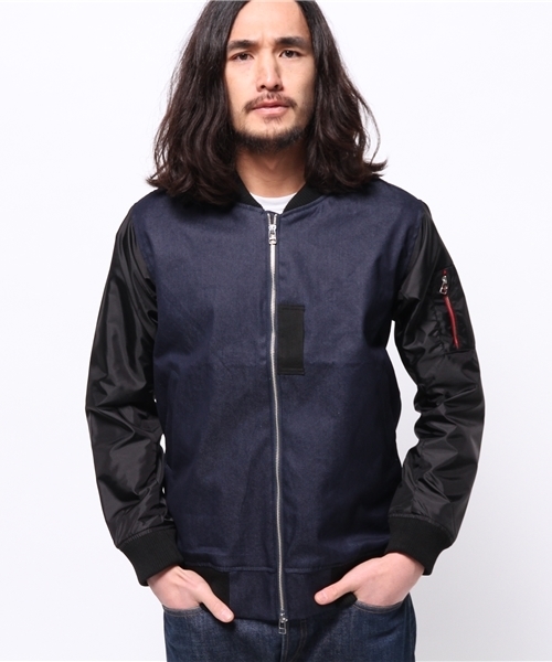 WHO'S WHO gallery（フーズフーギャラリー）の「【期間限定セール】【GIGGER】ビッグMA-1（ブルゾン・メンズ・ブルー/ブラック・MEDIUM/LARGE）」の6枚目の写真