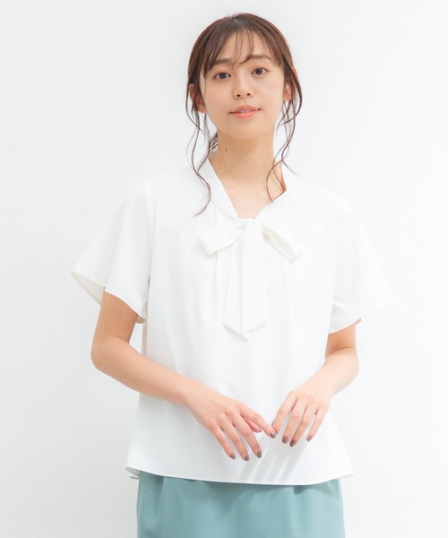 Honeys（ハニーズ）の「ボウタイブラウス（シャツ/ブラウス・レディース・ネイビー系/ネイビー/ホワイト/ホワイト系その他/ボルドー・M/L/S/LL）」の8枚目の写真