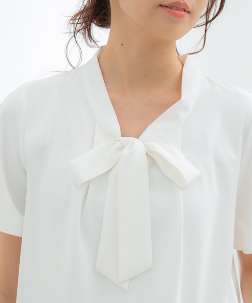 Honeys（ハニーズ）の「ボウタイブラウス（シャツ/ブラウス・レディース・ネイビー系/ネイビー/ホワイト/ホワイト系その他/ボルドー・M/L/S/LL）」の13枚目の写真