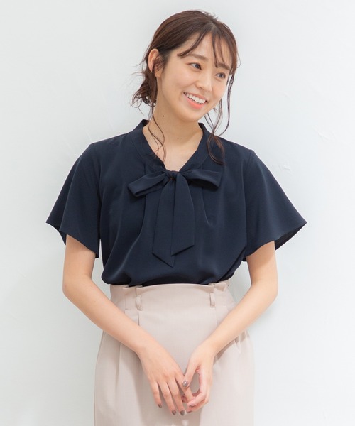 Honeys（ハニーズ）の「ボウタイブラウス（シャツ/ブラウス・レディース・ネイビー系/ネイビー/ホワイト/ホワイト系その他/ボルドー・M/L/S/LL）」の19枚目の写真