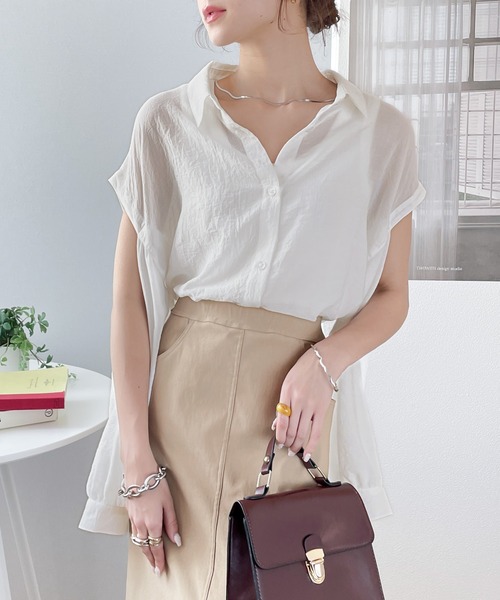 classicalelf（クラシカルエルフ）の「大人の肌魅せ。カットアウトシアー素材ボイルシャツ（シャツ/ブラウス・レディース・ホワイト/ブラック/ピンクベージュ・SMALL/MEDIUM/LARGE/X-LARGE）」の18枚目の写真