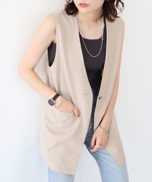 earth music&ecology | 麻調合繊ノーカラージレ(ベスト)