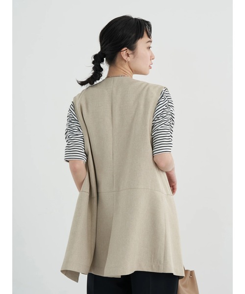 earth music&ecology（アースミュージックアンドエコロジー）の「麻調合繊ノーカラージレ（ベスト・レディース・ベージュ/ダークブラウン・FREE）」の5枚目の写真
