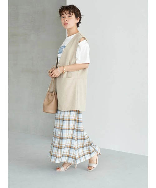 earth music&ecology（アースミュージックアンドエコロジー）の「麻調合繊ノーカラージレ（ベスト・レディース・ベージュ/ダークブラウン・FREE）」の16枚目の写真