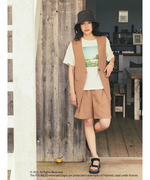 earth music&ecology（アースミュージックアンドエコロジー）の「麻調合繊ノーカラージレ（ベスト・レディース・ベージュ/ダークブラウン・FREE）」の18枚目の写真