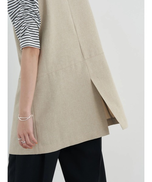 earth music&ecology（アースミュージックアンドエコロジー）の「麻調合繊ノーカラージレ（ベスト・レディース・ベージュ/ダークブラウン・FREE）」の22枚目の写真