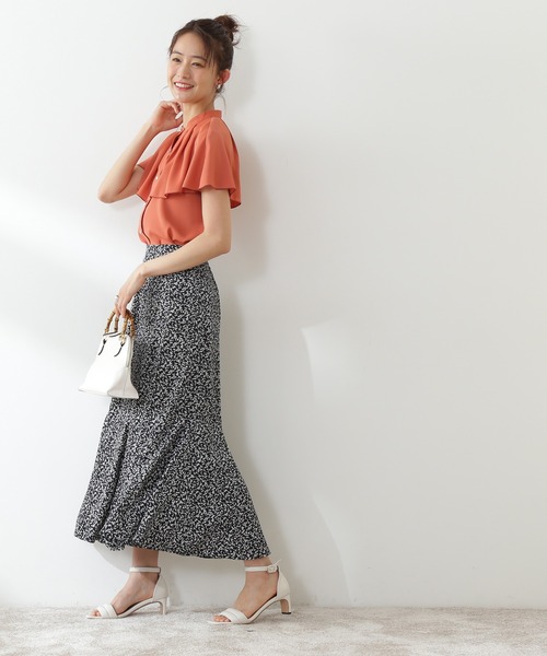 N.（N. Natural Beauty Basic）（エヌエヌナチュラルビューティーベーシック）の「◆ゴアードプリントマーメイドスカート（スカート・レディース・ブラック/クリーム・MEDIUM）」の4枚目の写真