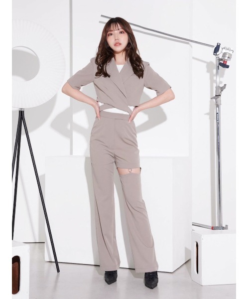 Darich(ダーリッチ)の「ポイントデザインストレートパンツ(その他パンツ・レディース・アイボリー/グレー/ピンク・FREE)」の4枚目の写真