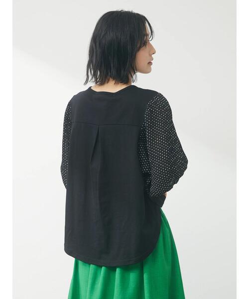RAY CASSIN FAVORI（レイカズンフェバリ）の「・RAY CASSIN ドットスリーブプルオーバー（Tシャツ/カットソー・レディース・オフホワイト/ブラック/ベージュ・FREE）」の4枚目の写真