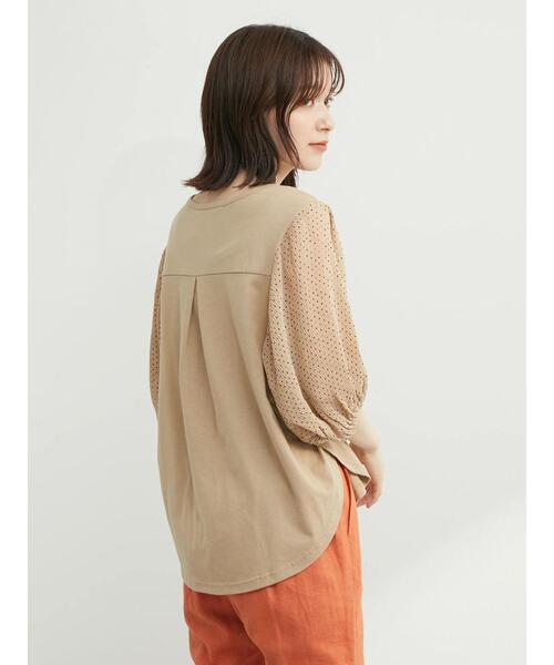 RAY CASSIN FAVORI（レイカズンフェバリ）の「・RAY CASSIN ドットスリーブプルオーバー（Tシャツ/カットソー・レディース・オフホワイト/ブラック/ベージュ・FREE）」の8枚目の写真