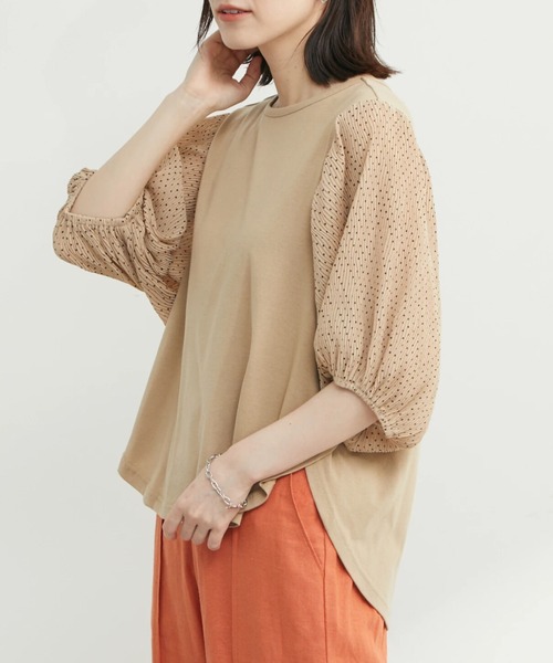 RAY CASSIN FAVORI（レイカズンフェバリ）の「・RAY CASSIN ドットスリーブプルオーバー（Tシャツ/カットソー・レディース・オフホワイト/ブラック/ベージュ・FREE）」の3枚目の写真