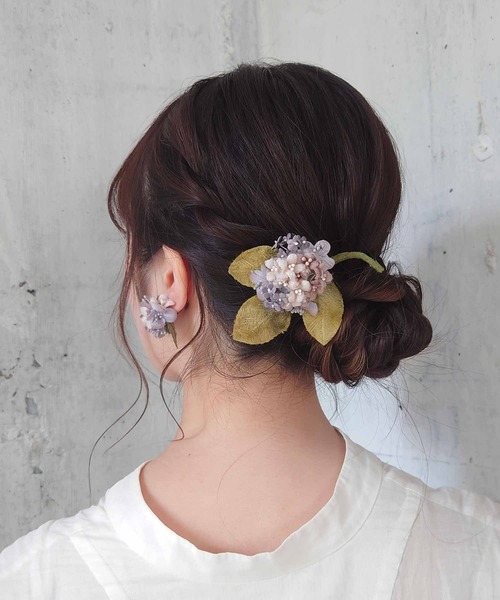 m.soeur（エムスール）の「丸いアジサイのイヤリング＊（イヤリング・レディース・パープル/ブルー・FREE）」の6枚目の写真