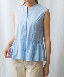 NARACAMICIE | 細ストライプノースリーブペプラムブラウス(シャツ/ブラウス)