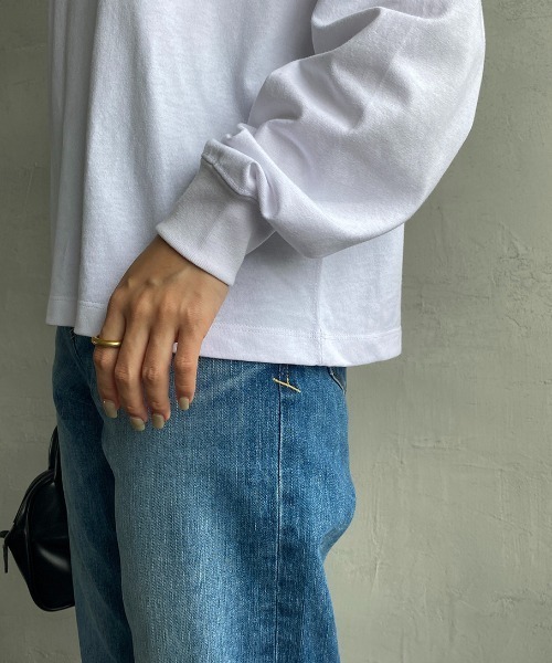 DANTON（ダントン）の「[DANTON/ダントン] ワンポイントロゴ クルーネックロンT（Tシャツ/カットソー・レディース・ホワイト/チャコールグレー/ブラック/ブラウン/グリーン/アイボリー/グレイッシュベージュ・36/34）」の18枚目の写真