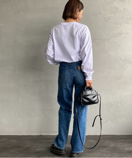 DANTON（ダントン）の「[DANTON/ダントン] ワンポイントロゴ クルーネックロンT（Tシャツ/カットソー・レディース・ホワイト/チャコールグレー/ブラック/ブラウン/グリーン/アイボリー/グレイッシュベージュ・36/34）」の9枚目の写真