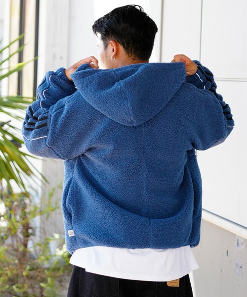 adidas(アディダス)の「adidas/アディダス フリースジャケット スリーストライプス/ハイネックジップパーカー 無地/オーバーサイズ RM015(その他アウター・メンズ・ネイビー/ベージュ/ブラック・XL/L/2XL/M/3XL)」の6枚目の写真