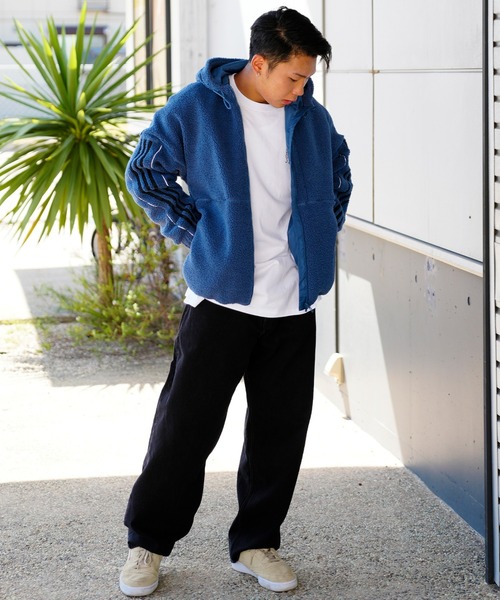 adidas(アディダス)の「adidas/アディダス フリースジャケット スリーストライプス/ハイネックジップパーカー 無地/オーバーサイズ RM015(その他アウター・メンズ・ネイビー/ベージュ/ブラック・XL/L/2XL/M/3XL)」の8枚目の写真