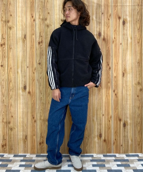 adidas(アディダス)の「adidas/アディダス フリースジャケット スリーストライプス/ハイネックジップパーカー 無地/オーバーサイズ RM015(その他アウター・メンズ・ネイビー/ベージュ/ブラック・XL/L/2XL/M/3XL)」の15枚目の写真