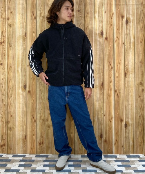 adidas(アディダス)の「adidas/アディダス フリースジャケット スリーストライプス/ハイネックジップパーカー 無地/オーバーサイズ RM015(その他アウター・メンズ・ネイビー/ベージュ/ブラック・XL/L/2XL/M/3XL)」の16枚目の写真