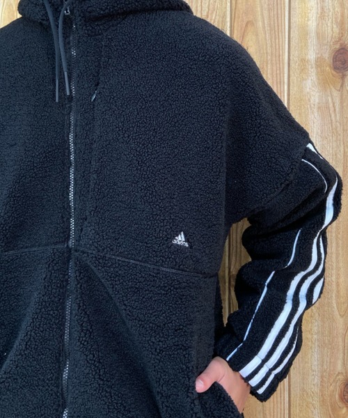 adidas(アディダス)の「adidas/アディダス フリースジャケット スリーストライプス/ハイネックジップパーカー 無地/オーバーサイズ RM015(その他アウター・メンズ・ネイビー/ベージュ/ブラック・XL/L/2XL/M/3XL)」の13枚目の写真
