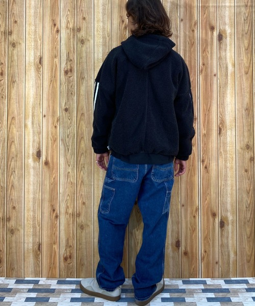 adidas(アディダス)の「adidas/アディダス フリースジャケット スリーストライプス/ハイネックジップパーカー 無地/オーバーサイズ RM015(その他アウター・メンズ・ネイビー/ベージュ/ブラック・XL/L/2XL/M/3XL)」の18枚目の写真