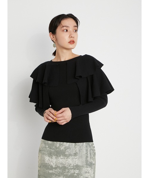 LILY BROWN（リリーブラウン）の「フリルニットトップス（ニット