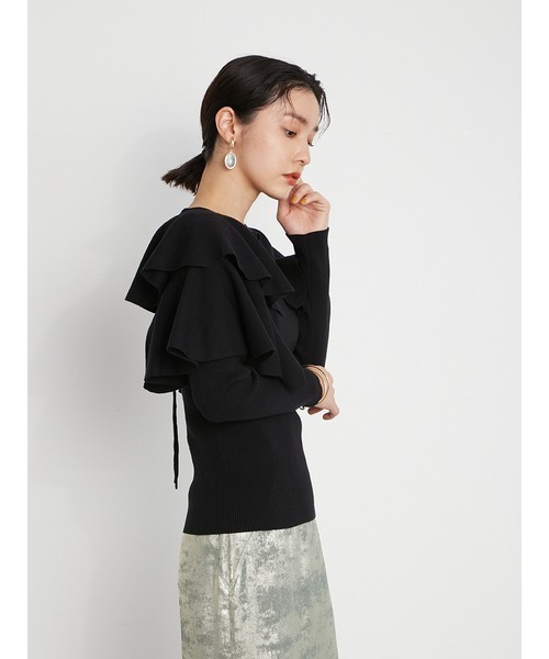 LILY BROWN（リリーブラウン）の「フリルニットトップス（ニット