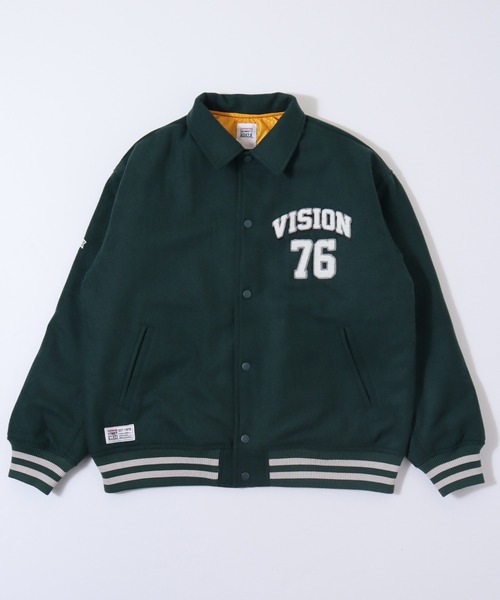 VISION STREET WEAR（ヴィジョンストリートウェア）の「【VISION STREET WEAR】ビッグシルエット メルトンコーチジャケット（スタジャン・レディース・ネイビー/ブラック/グリーン・MEDIUM/LARGE/X-LARGE）」の5枚目の写真